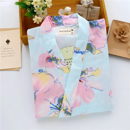 Хлопок Для мужчин японские пижамы устанавливает простой кимоно юката для девочек Свободная Ночная рубашка пижамы халат одежда для отдыха Lover домашняя одежда - Цвет: BLUE KAPOK