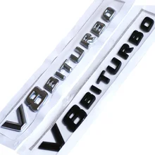 3D ABS Car Sticker V8 BITURBO Logo Emblem Badge Rear Side Car-styling Sticker for Benz AMG BMW VW Mazda Chevrolet Skoda Stickers