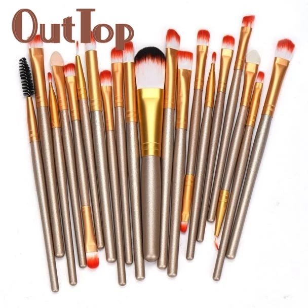 

OutTop 20pcs/set Goat hair Makeup Brush Set tools Make-up Toiletry Kit Wool Make Up Brush Set Levert Dropship 05.08