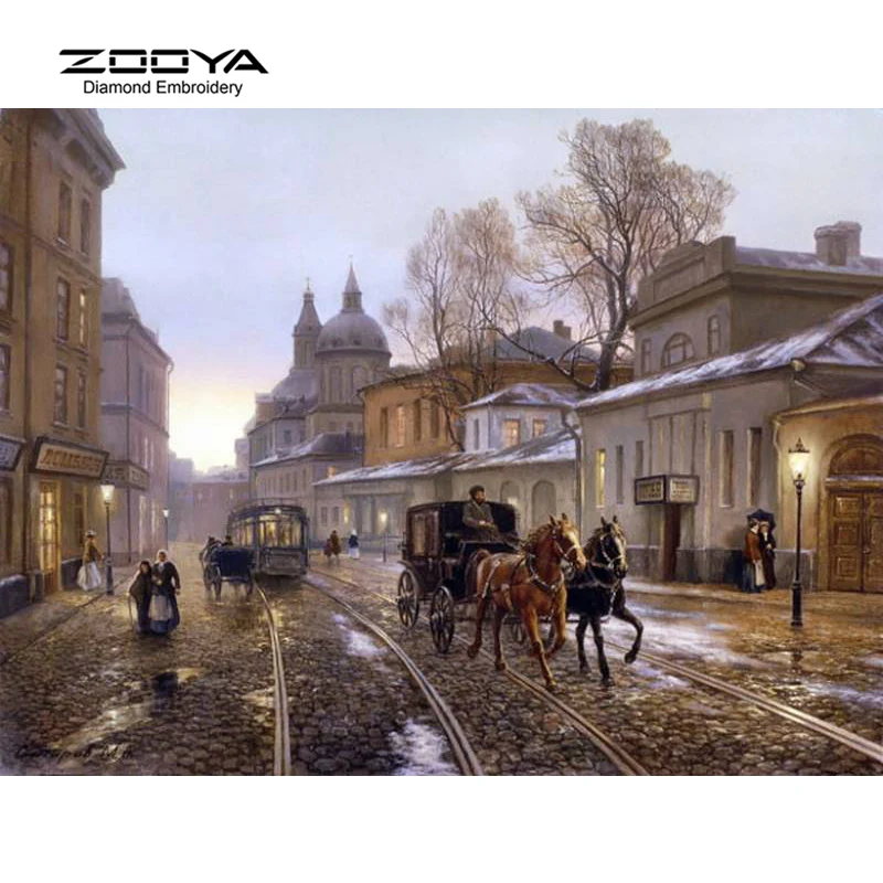 

Newest Needlework Diy Diamond Painting Kit 3D Diamond Painting Cross Stitch Plant Embroidery Liveing Room European Streets BJ349