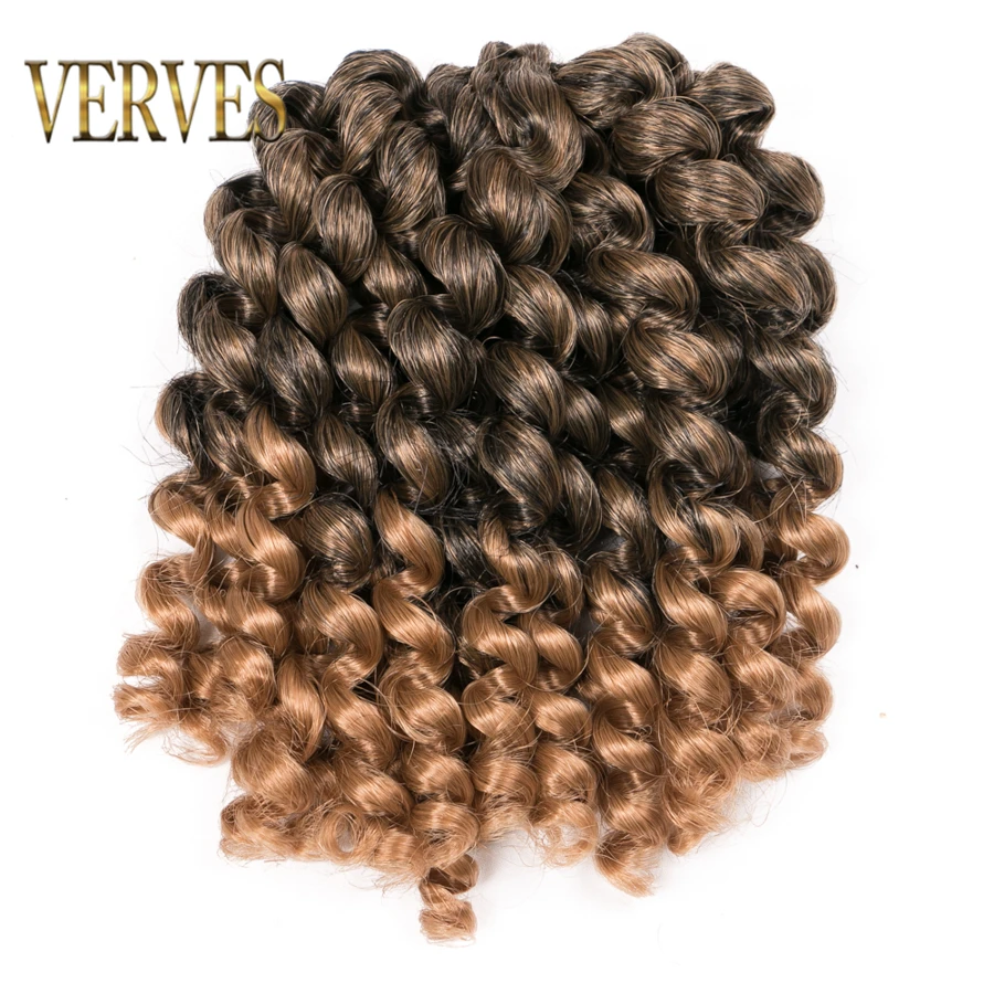 VERVES Crochet braids hair 5 pack 75g/pack 8inch synthetic ombre braiding hair extentions Havana Twist heat resistant Hair braid