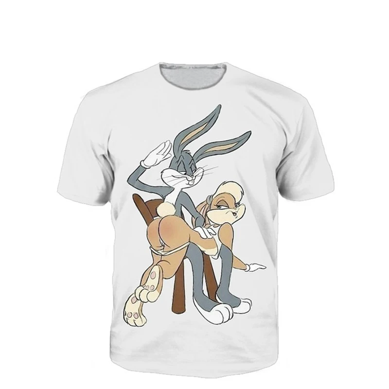 

T Shirt Anime Hip Hop Bugs Bunny Lola Bunny Jersey Spanking 3d T Shirt Funny Men Women Baseball Jersey Plus size S-6XL R793