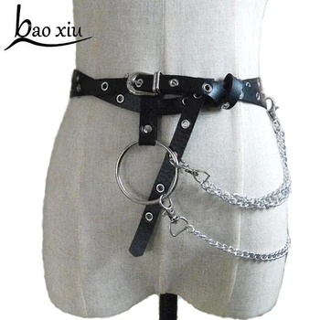 

2020 New Harness Lingerie Belt For Stockings Body Tassel Chain Leather Harness Bondage Cage Straps Woman Harajuku Leather Belts