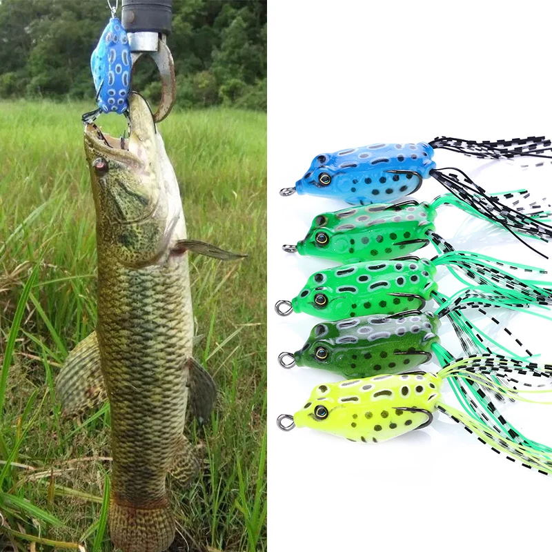 

ThunderShower 1PC 5cm 8g Fishing Lures Treble Hooks Top water Ray Frog Minnow Crank