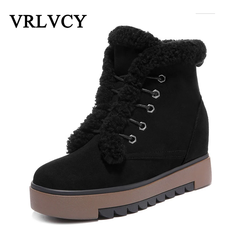 

Lace-up boots, women's platform, increased snow boots, autumn and winter, new Korean version of the wild warm women's boots
