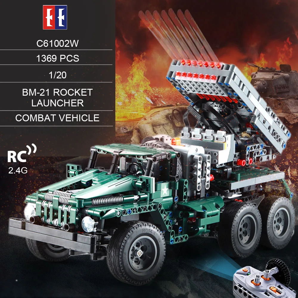 Двойной E RC автомобиль C61002W 1369 шт. здания Конструкторы 1:20 трансформируемого BM 21 Ракетница боевой автомобиль игрушка купить на AliExpress