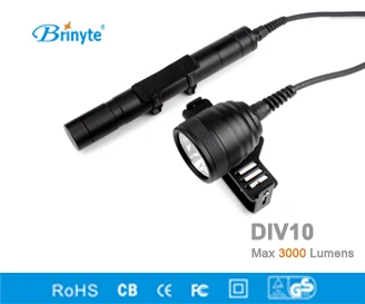 

Brinyte DIV10 LED Diving Light CREE XML2 3000lm LED Scuba Diving Torch 30W Flashlight 200M Underwater 3*26650 Batteries Lamp