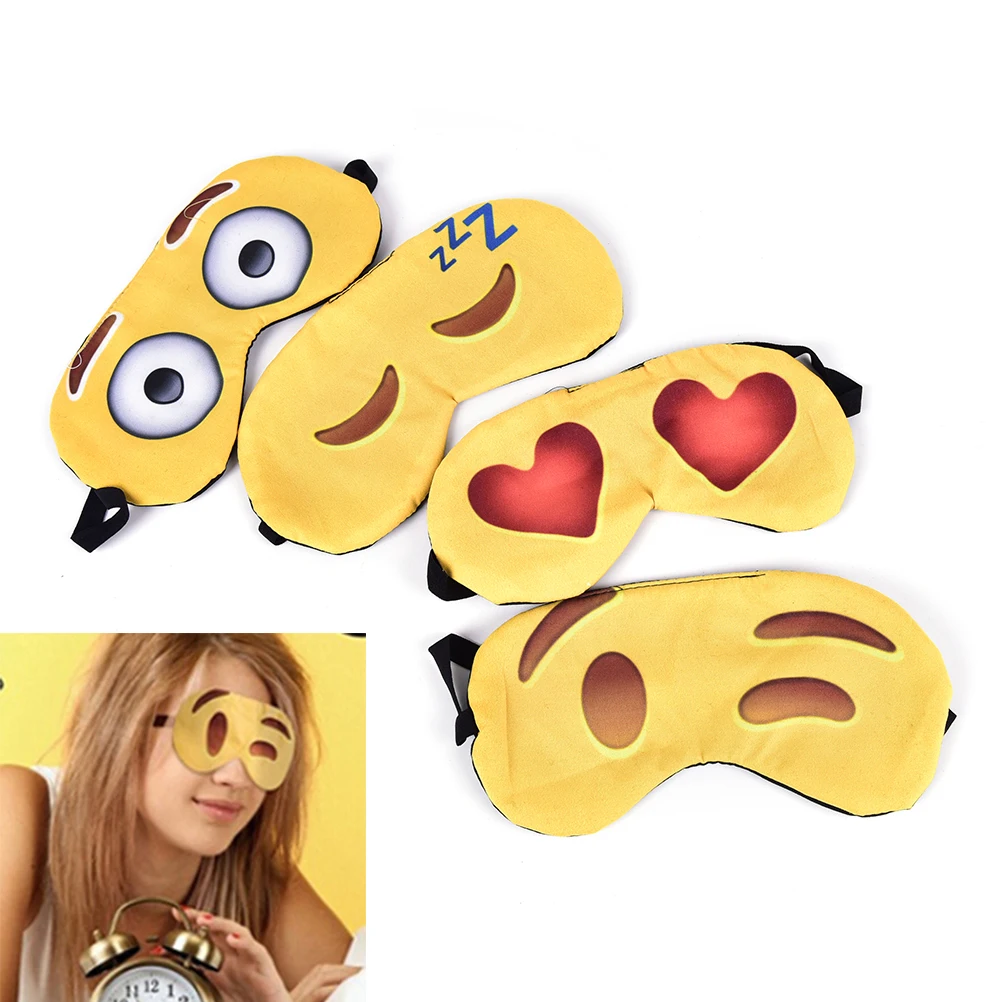 Lovely emoji Cartoon 3D Printing Sleeping Eye Mask Nap Eye Care Shade Blindfold Sleep Mask Eyes Cover Sleeping