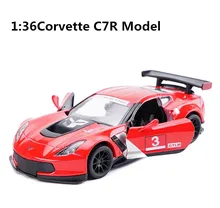 High imitation Corvette C7R model toys, 1: 36 alloy pull back car model, metal castings 2 open doors, toy vehicles, wholesale