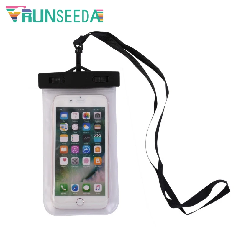 Runseeda الحبل حقيبة سباحة للماء الهاتف المحمول الحقيبة الهاتف الذكي مختومة حزمة السباحة بركة الشاطئ على البحر الغوص حقيبة التخزين