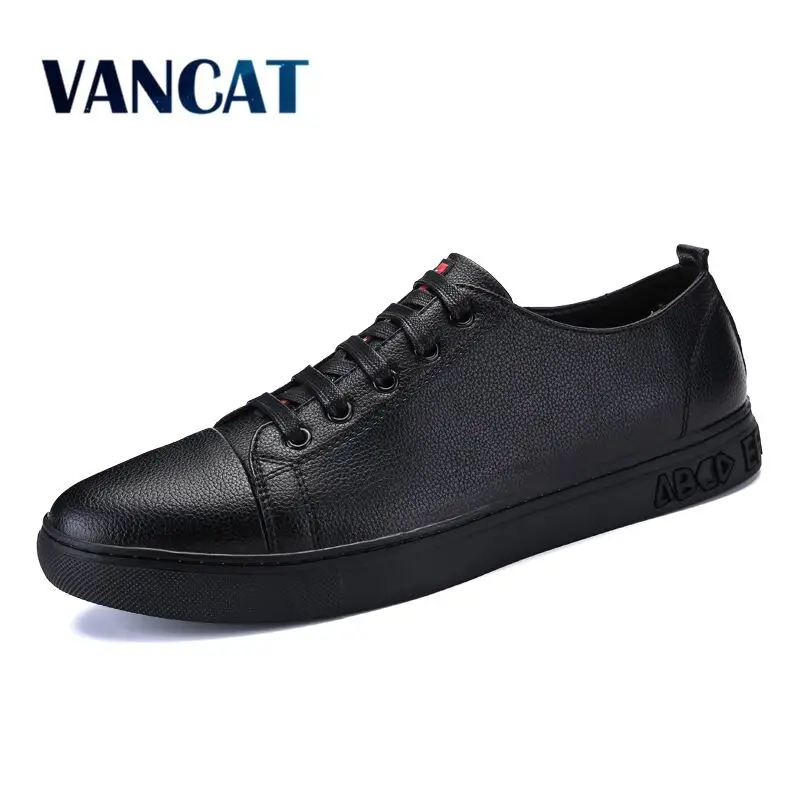 

Vancat Brand Genuine Leather Men Casual Shoes Spring Autumn 2018 New Breathable Soft Men's Handmade Flats Men Shoes Men Sneakers