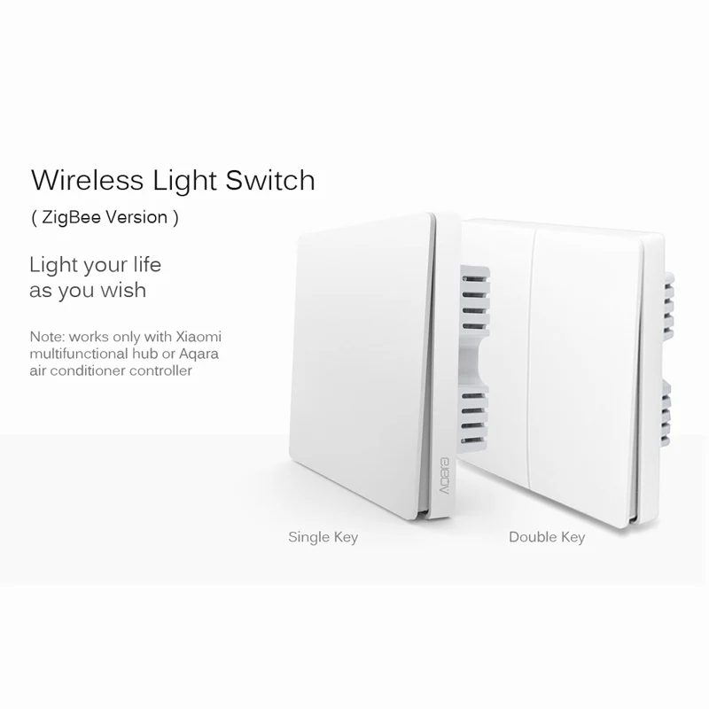 Умный Домашний Светильник Xiaomi Aqara Mijia с одним пожарным проводом ZigBee, беспроводной ключ, настенный выключатель через приложение для смартфона