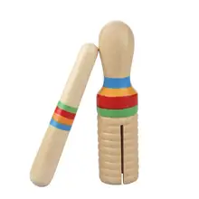 Wooden Crow Sounder Guiro with Knocking Stick Orff Instrument for Kids Children Musical Toy