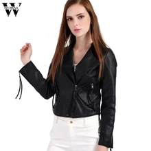 Куртка Новинка г.; зимние мотоциклетные женские кожаные короткая заметка тонкий PU кожаная куртка из искусственной кожи oct13