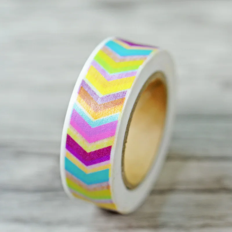 2017 New 1x Rainbow Color Chevron Patterned Japanese Washi Tape