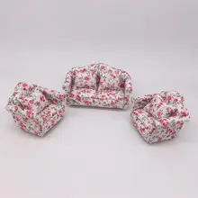 Кукольный дом 1/12 масштаб миниатюрная мебель ткань модель для дивана и кресла 3 шт набор мини кукольный домик мебель кукла