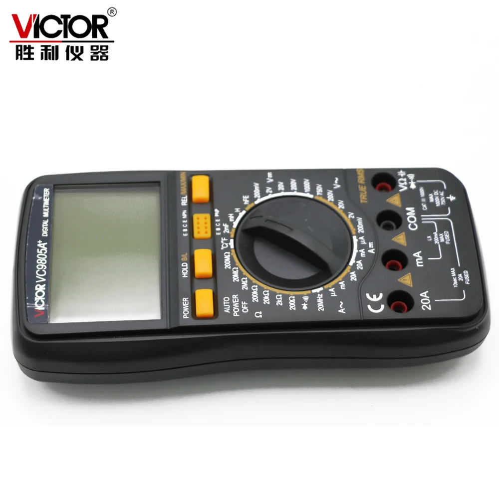 VICTOR VC9805A+ мультиметр True RMS DMM AC/DC 20A аммертер сопротивления, емкости и индуктивности частота тестер температуры