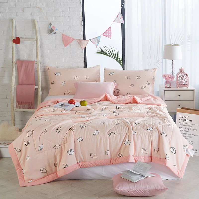

Simple Lemon Quilting Summer Comforter Quilt Stitching Polyester Fabric Polyester Filler Twin Full Queen Air-Condition