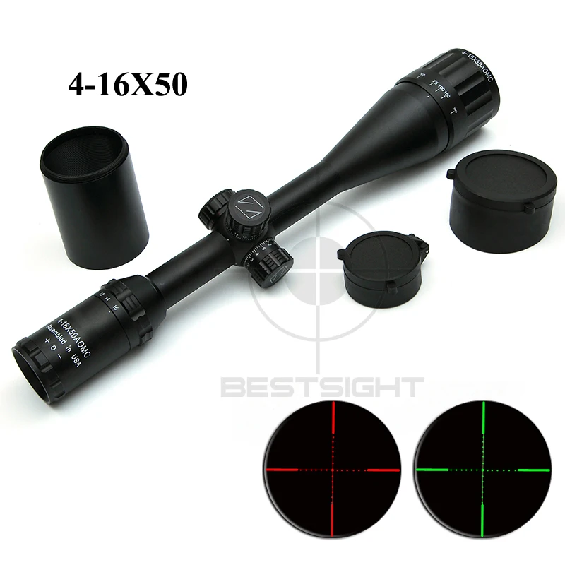 

4-16X50 White Letter Optics Riflescope Red And Green Reticle Fiber Optic Sight Sniper Hunting Scopes for Airsoft