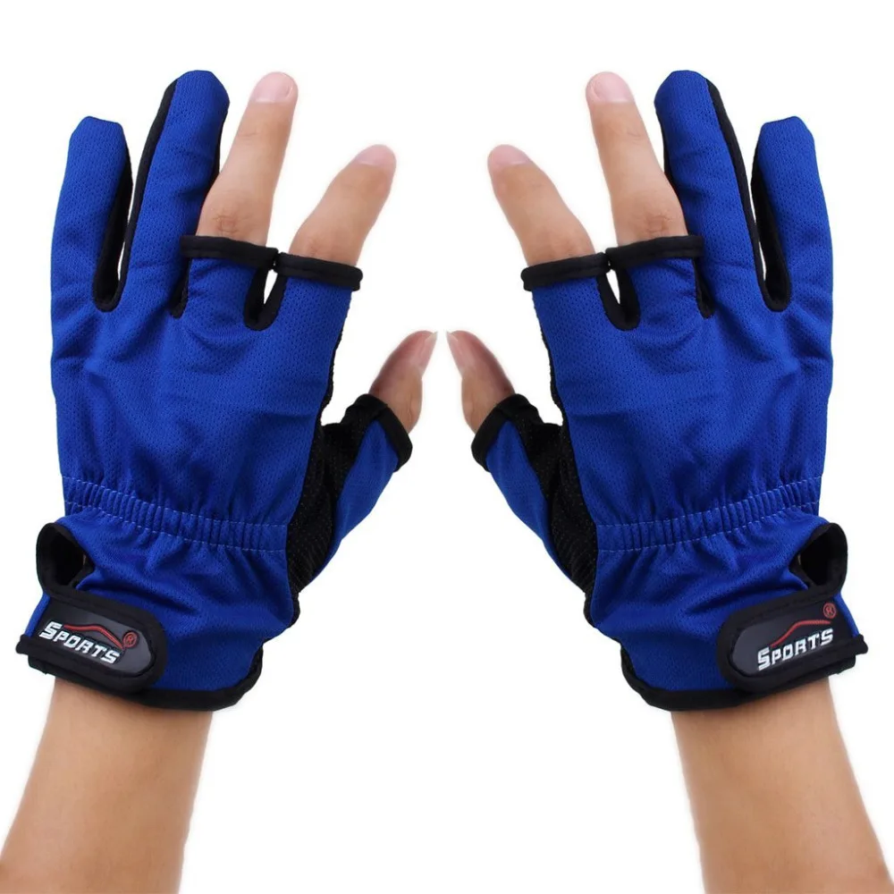 1 Pair Winter Anti Slip Friction Palm 3 Fingerless Fishing Gloves Anti