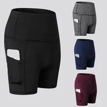 Женские шорты для йоги, с карманами, высокая талия, спортивные, короткие, для тренировок, бега, фитнеса, леггинсы, шорты для спортзала, женские леггинсы с боковым карманом