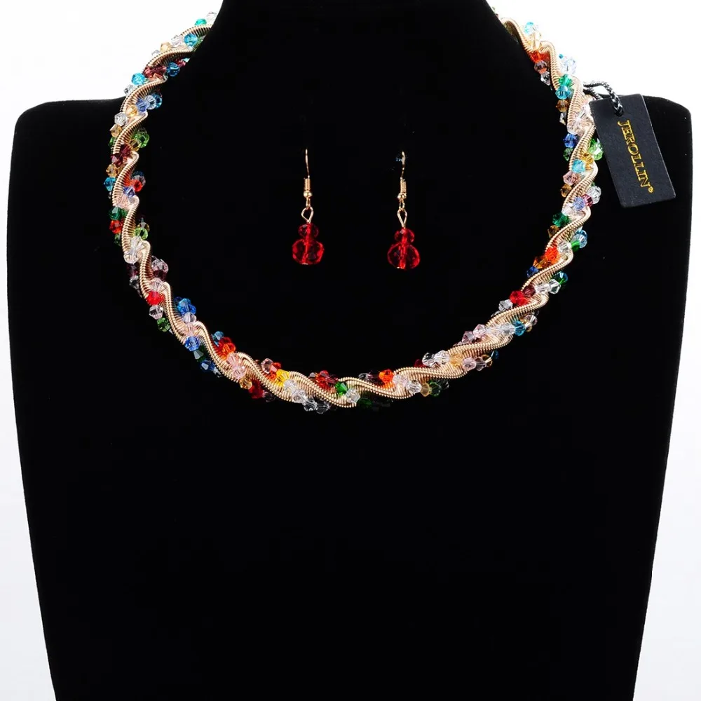 

Fashion 5 colors Chain Style Vintage Braided Necklace Beads Necklace Popular Office Lady Braided Pendants