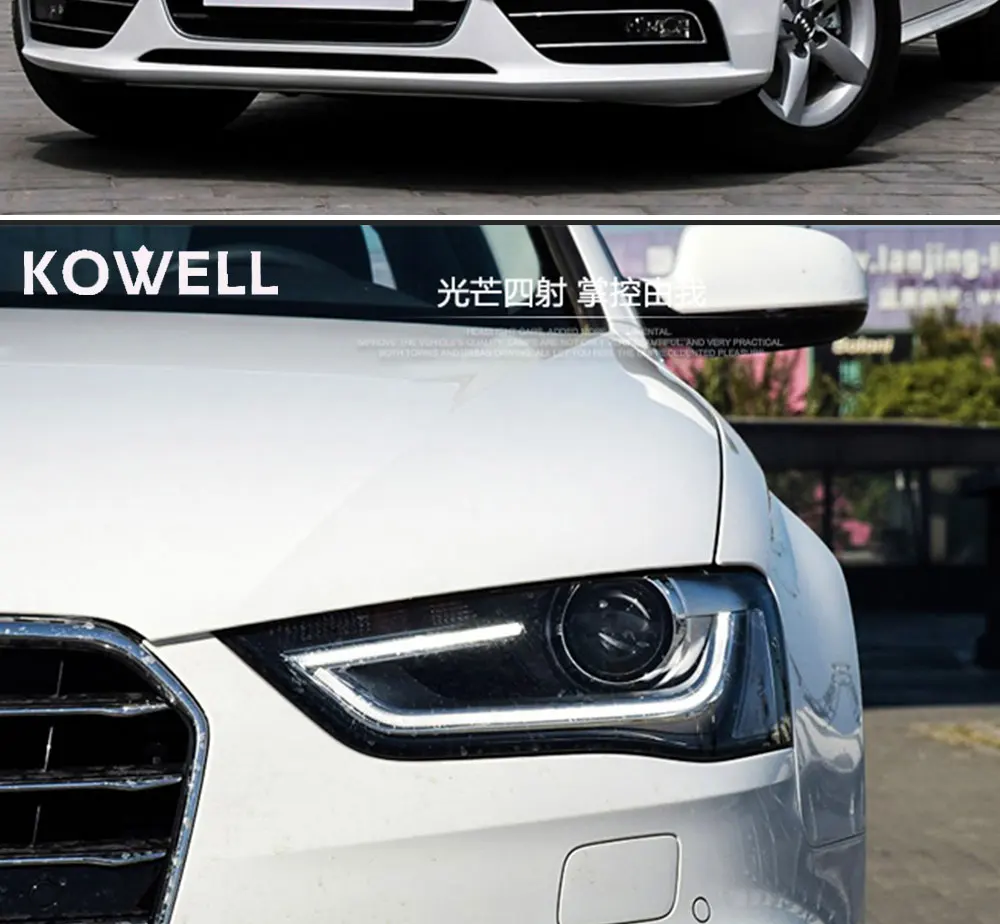 KOWELL Автомобиль Стайлинг для Audi A4 фары высокой конфигурации A4 B9 светодиодный DRL Объектив Двойной Луч H7 Ксеноновые bi Xenon объектива