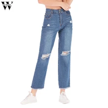 Womail высокое качество плюс размер джинсы femme nouveau Tail haute женские осенние стрейч для похудения отверстие повседневные джинсы осень