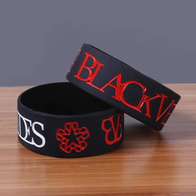 Embossed Black Veil Brides Silicone Bands Rubber Bracelets Rock Embossed Black Veil Brides Silicone Bands Rubber Bracelets Rock Bracelet For Personal Style Wide Bangle