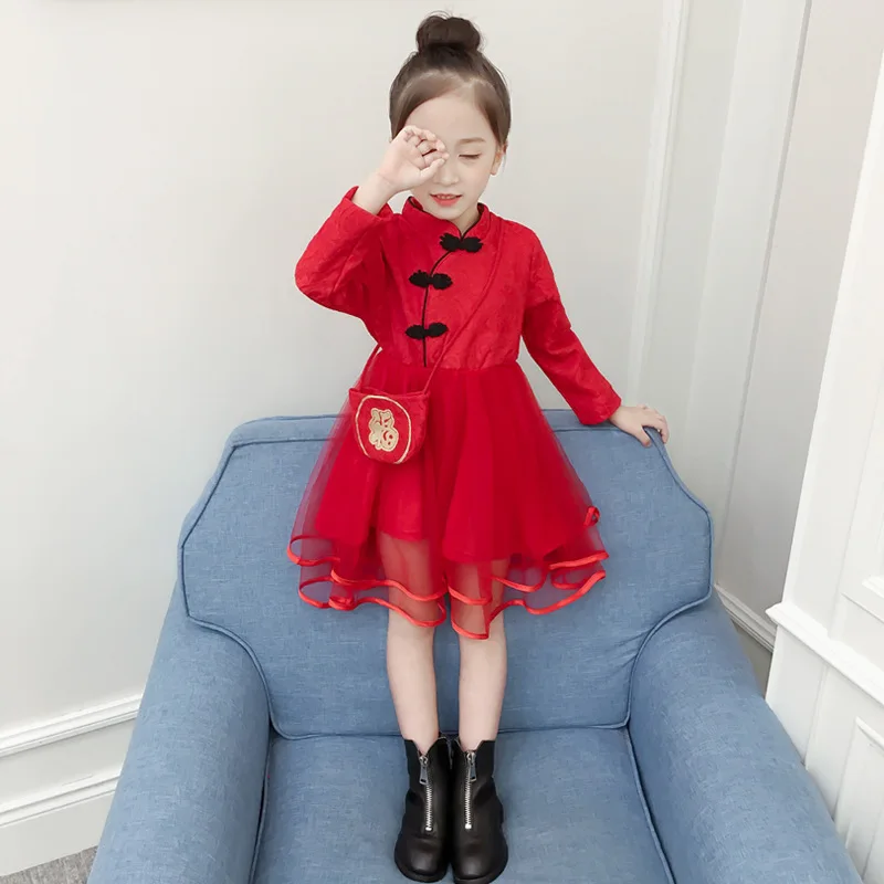 Baby Girls Dress Girls Winter Dresses 2018 Winter New Princess Dress Girl Clothes Plus Velvet Chinese Style Fashion Clothes