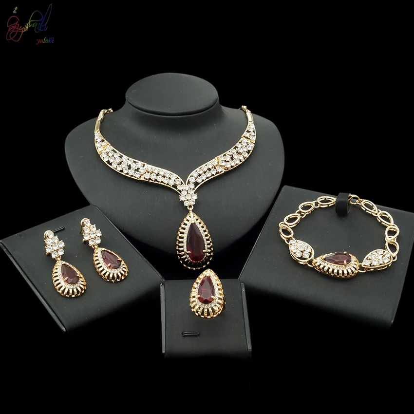 

YULAILI Free Shipping 2017 New Arrival Zircon Zinc Alloy Women Four Pieces Jewelry Sets