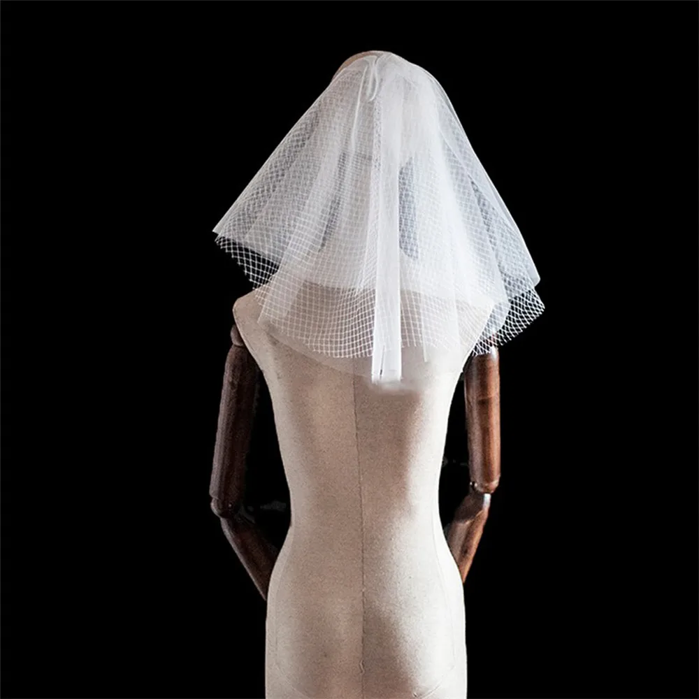 3 слоя Короткие венчальная Фата свадебная покрывалами Ivory White Diamond сетки вуаль из тюля для невесты с расческой вело де novia 2019 Фата, свадьба