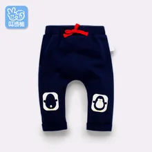 Dinstry/Новое поступление, весенне-осенние повседневные штаны для маленьких мальчиков и девочек спортивная одежда штаны с вышивкой в виде пингвина