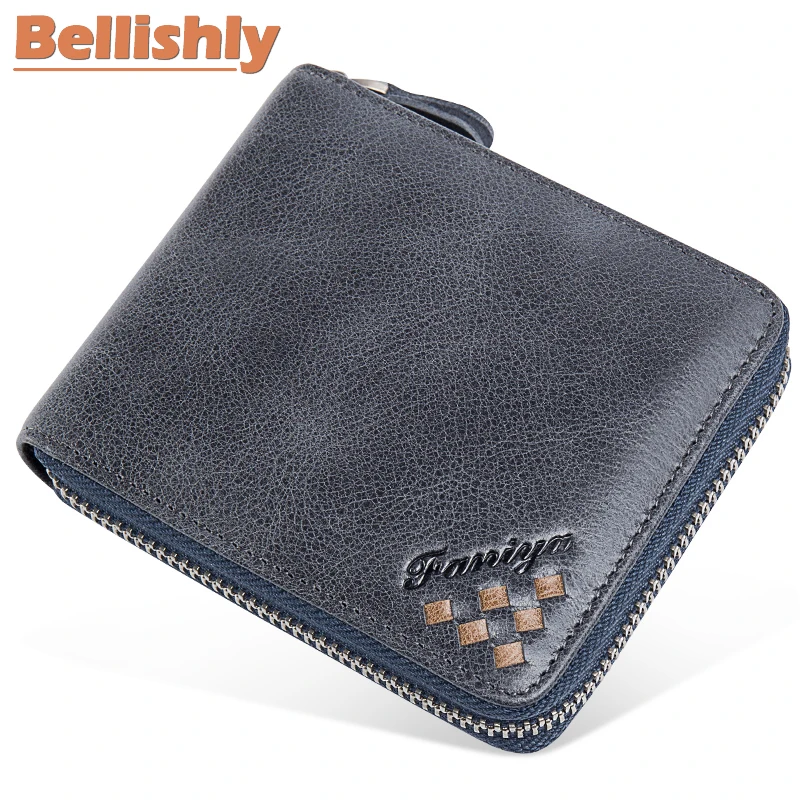 

Bellishly 2019 men's galuchat bags for men handmade wallet soft mens genuine leather organizer wallets short purse ins notecase