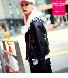 Модные брендовые осенние женские милые буквы печать уличная Короткая кожаная куртка черная молния мотоциклетное пальто wj1211 Бесплатная