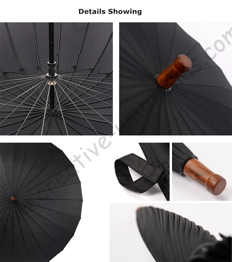 112cm open diameter Hand open 24 ribs solid colour antique wooden business windproof umbrella commercial waterpoof car rain gear 112cm open diameter Hand open 24 ribs solid colour antique wooden business windproof umbrella commercial waterpoof car rain gear