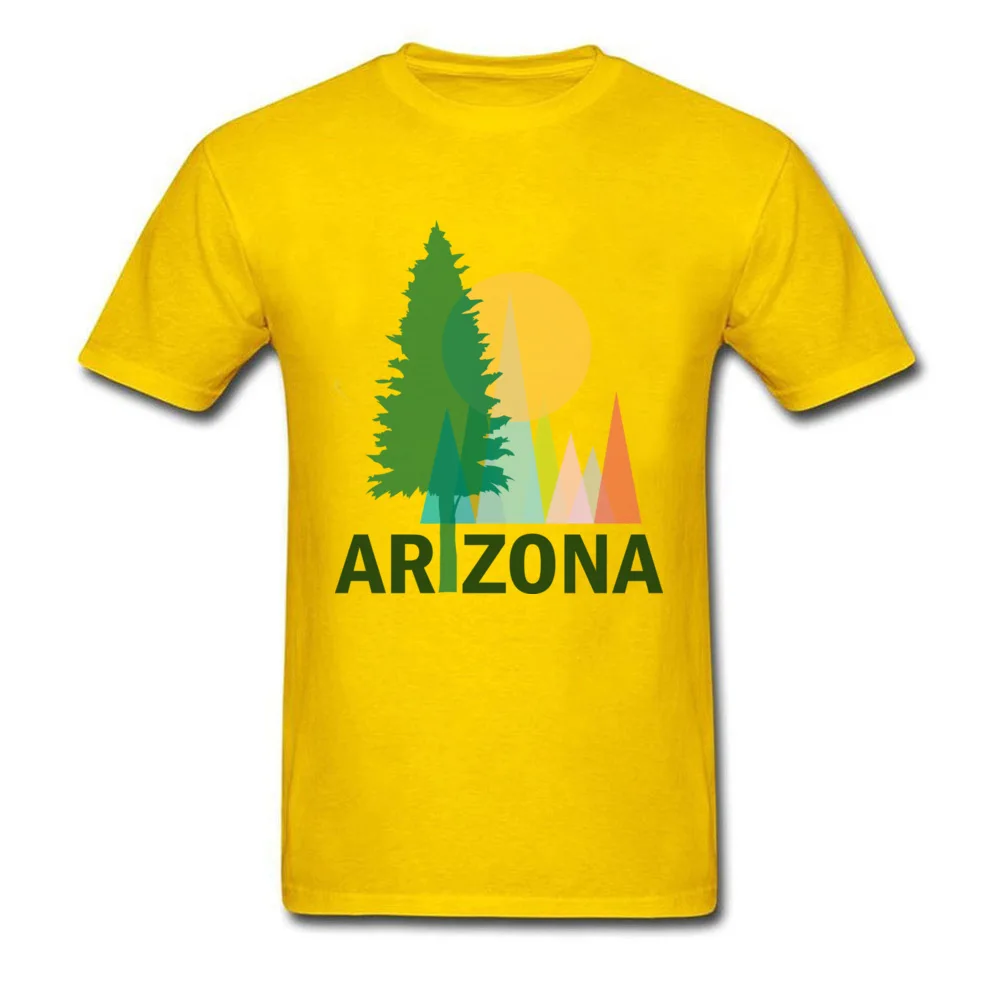 Normal T-shirts 2018 Newest Round Collar Arizona Trees Cotton Fabric Men's Tops Tees Classic Short Sleeve Sweatshirts Arizona Trees yellow