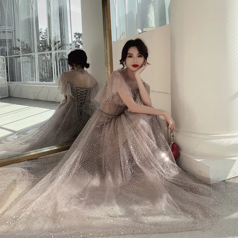 Sexy Backless Evening Dresses Long 2019 Summer Luxury Sequined Tulle Ball Gown Formal Dresses For Women Plus Size Sexy Backless Evening Dresses Long 2019 Summer Luxury Sequined Tulle Ball Gown Formal Dresses For Women Plus Size