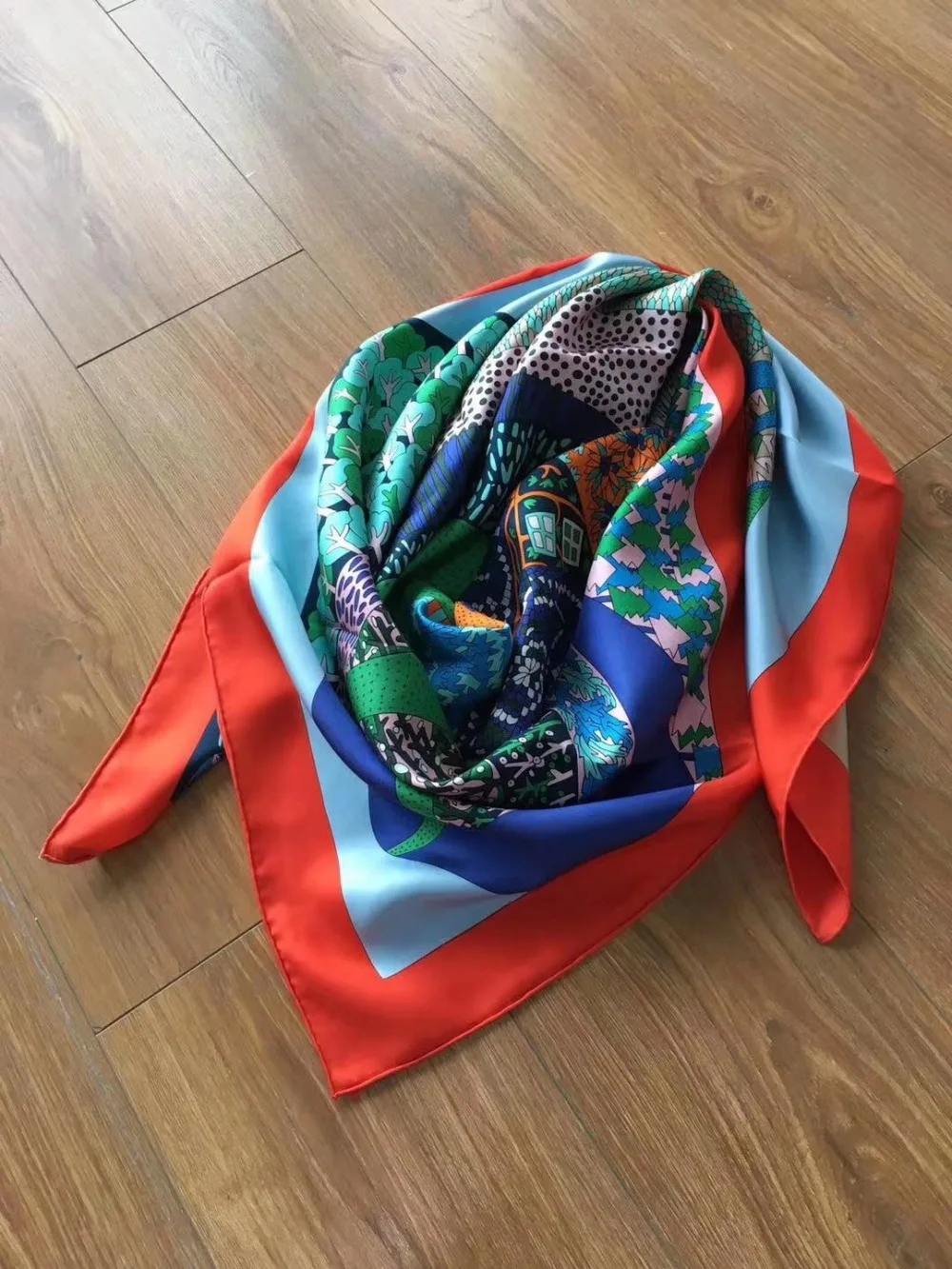 

2019 new arrival autumn spring wheat fields pattern 135*135 cm big square scarf 100% silk twill hand made roll shawl wrap lady
