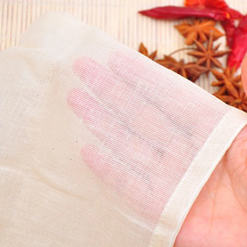 10pcs Cotton Muslin Drawstring Bags Straining Tea Cooking Separate Spice Food Filter ► Photo 3/6