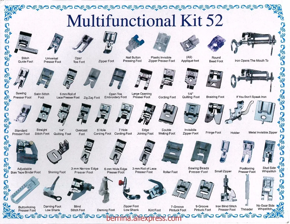 8/32/42/52 шт. Домашняя швейная машина прижимная лапка комплект для Brother Singer Janome pfaff аксессуары для швейной машины