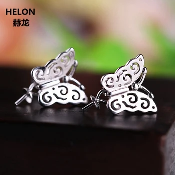 

925 Sterling Silver Stud Earrings for Women 6mm7mm8mm9mm10mm11mm12mm Pearl or Round Bead Semi Mount Earings Butterfly Trendy