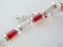 Красный и белый браслет из драгоценных камней, браслет из кварцита, браслет из кварцита, браслет с кварцевым камнем, широкие часы, крылья для стерлингового серебра-ювелирные изделия