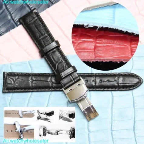 16mm Good Black All Genuine Leather Unisex Croco Watch Band Straps WB1037D16GB