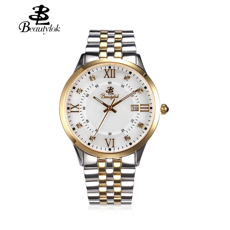 Brand Beautylok genuine watches men quartz Wristwatches steel waterproof business leisure male watch calendar watch men watches