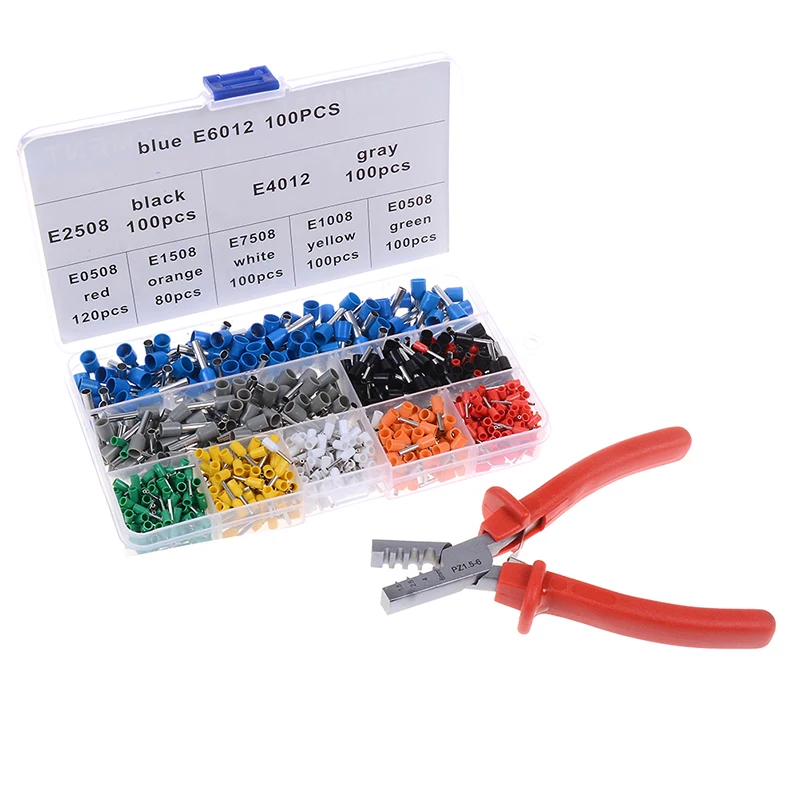 

AWG 10-23 Cable Wire Terminal Connector with Hand Ferrule Crimper Plier Crimp Tool Kit Set