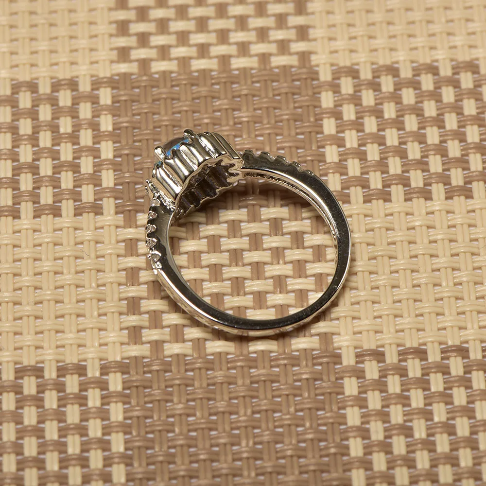 Женское кольцо из серебра 925 пробы с голубым опалом|ring size|ring size 5crystal ring |