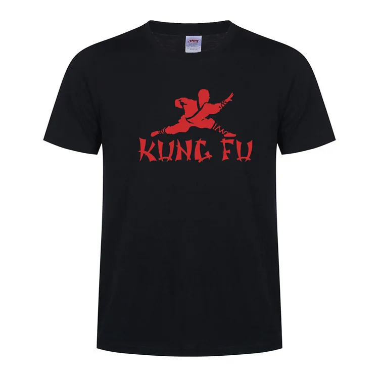 Хлопковые футболки с китайским кунг-фу, мужские летние Забавные футболки с коротким рукавом в стиле хип-хоп, мужские футболки с шаолиновым ремешком ли