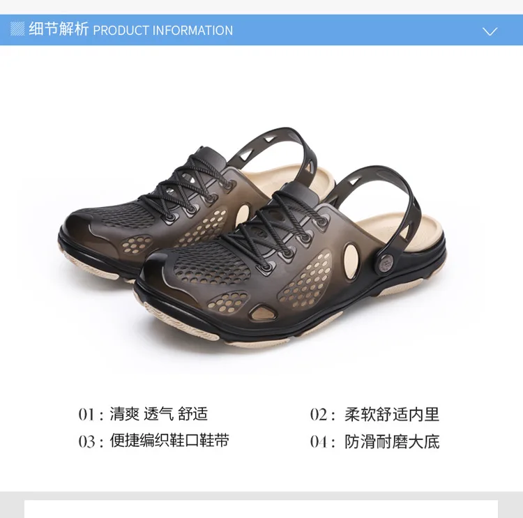 Г. Новая прозрачная обувь мужские пляжные сандалии тапочки с отверстиями мужские вьетнамки легкие сандалии уличная Летняя обувь сандалии