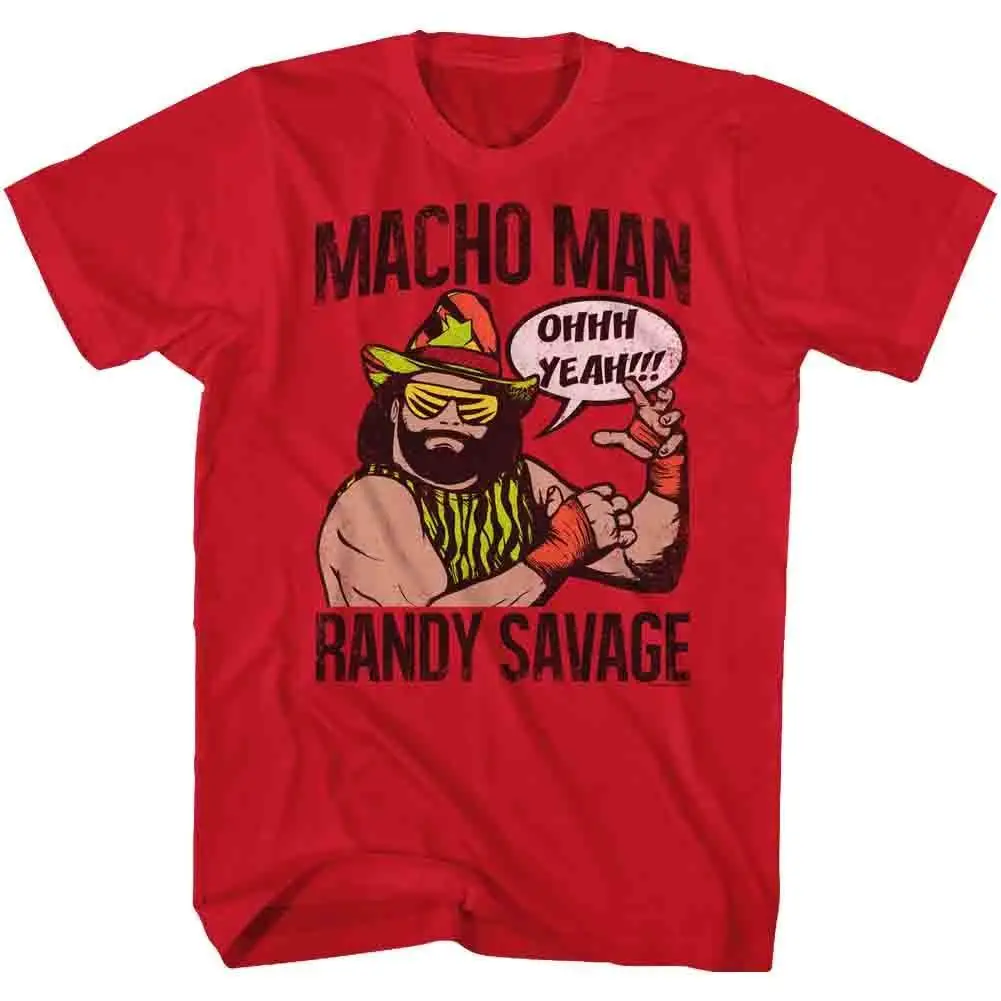 رجل مفتول العضلات راندي سافاج المصارعة تي شيرت 100% المرخصة وجميلة نعم Men 'S مضحك المتناثرة T قميص أعلى المحملة